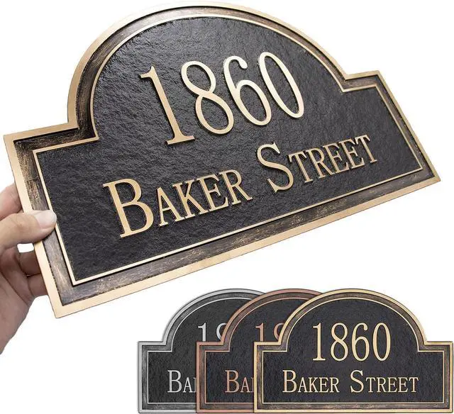 Main image of Handcrafted Carving Sign - Large House Number - Vintage Address Plaque - 16" x 10" - Personalized Address Plaquer for Yard Sign, Enterprise, Office, 911 Visibility Signage (Styles 7)