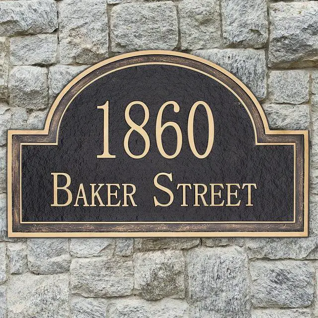 Alt view image 7 of 7 - Handcrafted Carving Sign - Large House Number - Vintage Address Plaque - 16" x 10" - Personalized Address Plaquer for Yard Sign, Enterprise, Office, 911 Visibility Signage (Styles 7)