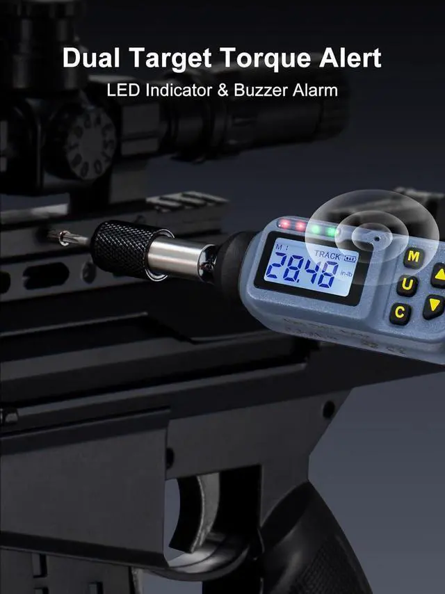 Alt view image 5 of 7 - Digital Torque Screwdriver, 2.66-53.1 In-lbs/0.3-6 Nm, 1/4'' Drive Inch Pound Torque Screwdriver Electrician with Buzzer & LED Indicator, 27 In 1 Screwdriver Torque Wrench Set