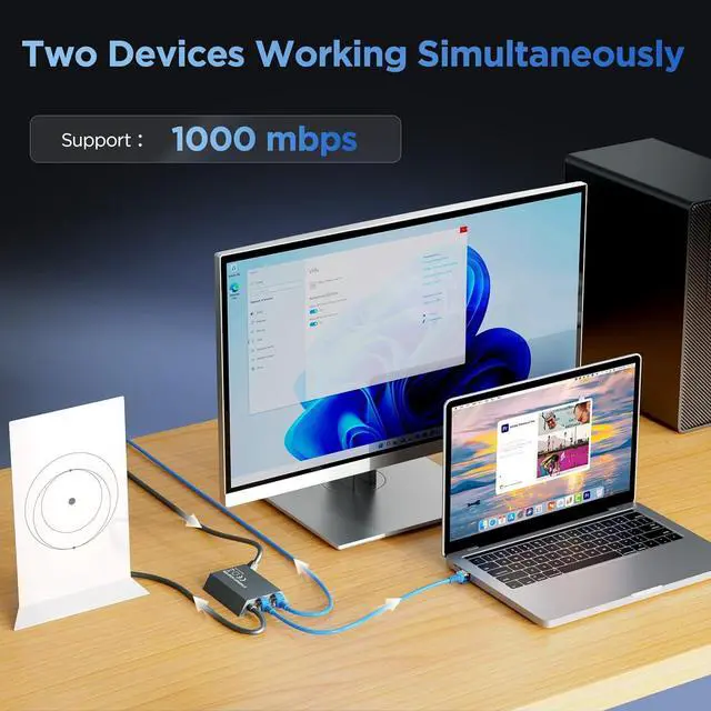 Alt view image 7 of 7 - Multi Ports Starlink Ethernet Adapter for Starlink Gen 2 Wired External Network 2 Ports Starlink Ethernet Adapter 1 to 2 [2 Devices Networked Simultaneously] - Up to 1 Gbps