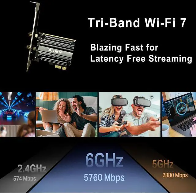 Alt view image 2 of 5 - WiFi 7 PCIE Card 9.3Gbps 802.11BE WiFi 6E Card with Bluetooth 5.4 Tri-Band 4K QAM 320MHz WiFi 7 BE200 Inside Wireless Network Adapter for PC Desktop Supports Windows 11 64bit (Not for  Motherboard)