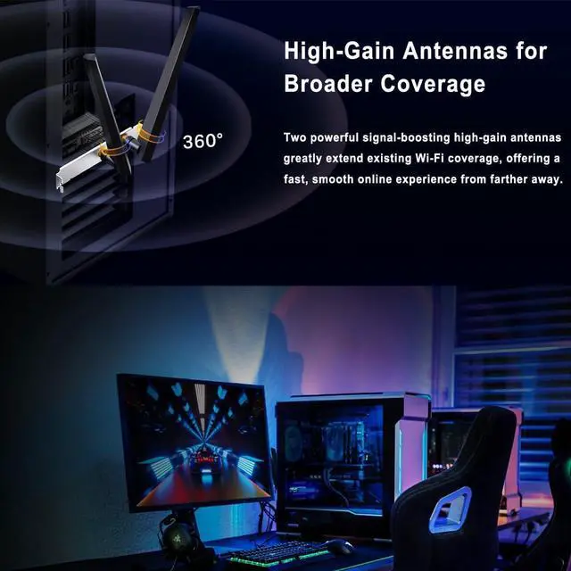 Alt view image 5 of 5 - WiFi 7 PCIE Card 9.3Gbps 802.11BE WiFi 6E Card with Bluetooth 5.4 Tri-Band 4K QAM 320MHz WiFi 7 BE200 Inside Wireless Network Adapter for PC Desktop Supports Windows 11 64bit (Not for  Motherboard)