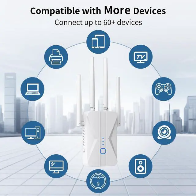 Alt view image 5 of 7 - WiFi Extender Signal Booster, 2025 WiFi Extender AC1200Mbps Dual Band (5.8GHz/2.4GHz), WiFi Booster with Ethernet Port for Home Covers up to 10000 Sq.ft, Compatible with More Devices
