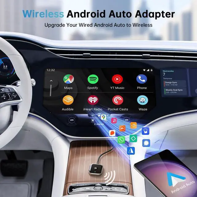 Alt view image 2 of 7 - Android Auto Wireless Adapter, Wireless Android Auto Car Adapter for Wired Android Auto Cars Converts Wired to Wireless Easy Setup Plug & Play Seamless Connection Stable Fast for Android (Black)