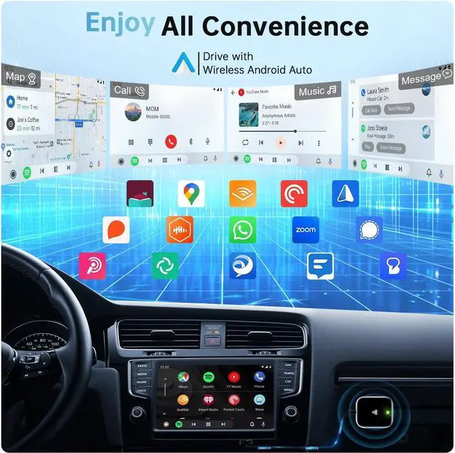 Alt view image 3 of 7 - Android Auto Wireless Adapter, Wireless Android Auto Car Adapter for Wired Android Auto Cars Converts Wired to Wireless Easy Setup Plug & Play Seamless Connection Stable Fast for Android (Black)