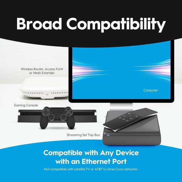 Alt view image 6 of 7 - MoCA 2.5 Adapter for Ethernet Over Coax | 2.5 Gbps Ethernet, Coaxial to Ethernet Adapter, Enhanced Streaming, Compact Size, Works with Any Ethernet Device/Router (2-Pack 2.5GigE) | Model# HTEM5