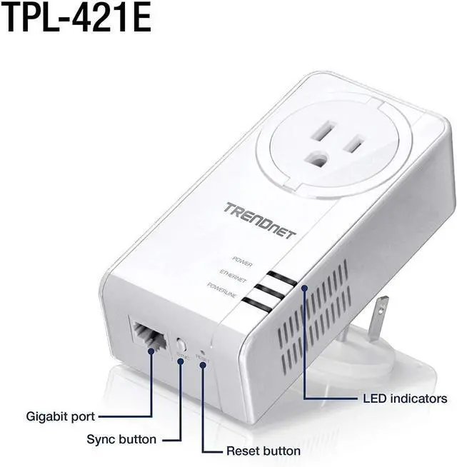 Alt view image 3 of 7 - TRENDnet Wi-Fi Everywhere Powerline 1200 AV2 Dual-Band AC1200 Wireless Access Point Kit, Includes 1 x TPL-430AP and 1 x TPL-423E, 3 x Gigabit Ports, Easy Installation, White, TPL-430APK