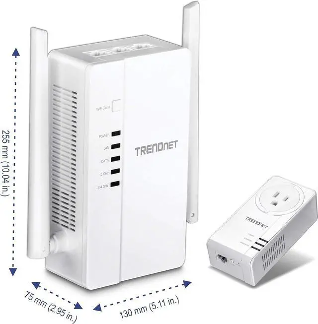 Alt view image 4 of 7 - TRENDnet Wi-Fi Everywhere Powerline 1200 AV2 Dual-Band AC1200 Wireless Access Point Kit, Includes 1 x TPL-430AP and 1 x TPL-423E, 3 x Gigabit Ports, Easy Installation, White, TPL-430APK