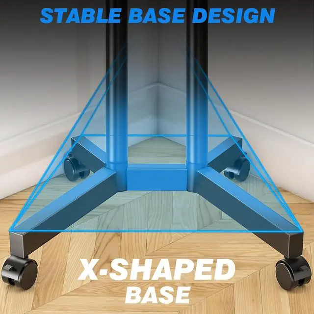 Alt view image 7 of 7 - Rolling TV Stand for 32-70 Inch TVs, Mobile TV Stand with Upgraded Wheels up to 88lbs, Height Adjustable Mobile TV Cart on Wheel, Portable TV Stand for Bedroom, Living Room, Home, Office