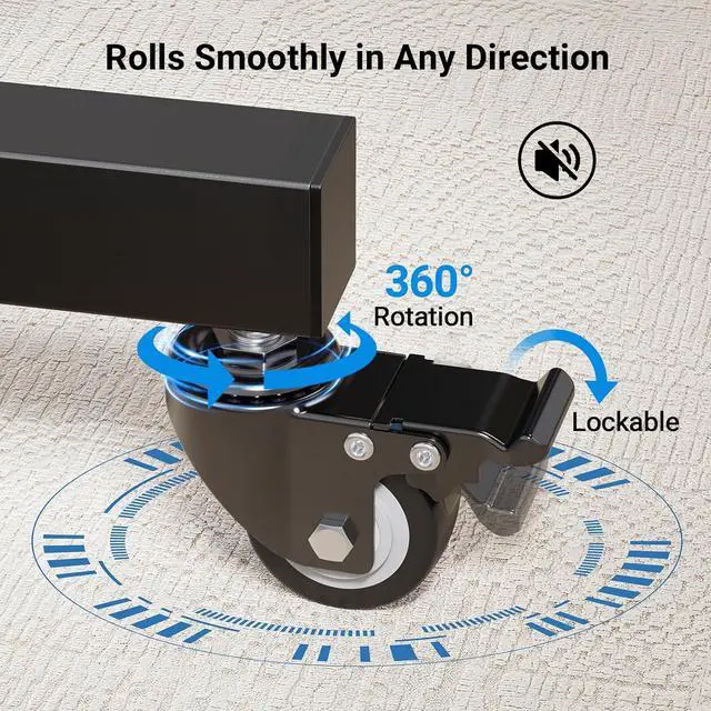 Alt view image 4 of 7 - Rolling TV Stand on Wheels for 32-83 Inch Screens up to 110lbs, Mobile TV Cart Height Adjustable Portable Outdoor TV Stand Tilt Rolling TV Cart with Shelf Max VESA 600x400mm PSTVMC03