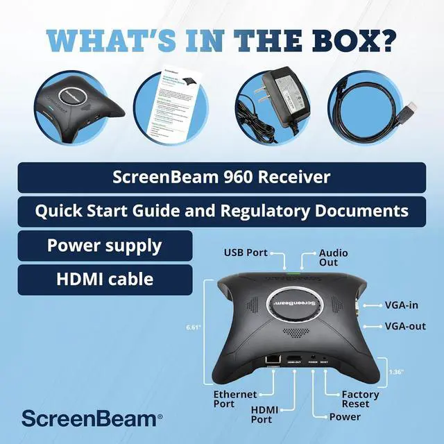 Alt view image 7 of 7 - 960 Wireless Display Receiver  Native Screen Mirroring, Supports Windows/Android/ Devices, Supports Miracast, Receiver Connects to Display or Projector via USB/HDMI Cable