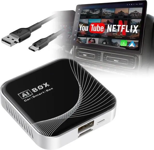 Main image of 3-in-1 Wireless CarPlay Adapter & Android Auto Wireless Adapter, Plug & Play, Easy Setup, Supports Netflix, YouTube, TF Card, and More for Cars with OEM Wired CarPlay/Android Auto