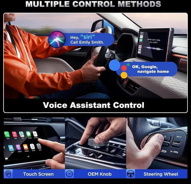 Alt view image 6 of 7 - 3-in-1 Wireless CarPlay Adapter & Android Auto Wireless Adapter, Plug & Play, Easy Setup, Supports Netflix, YouTube, TF Card, and More for Cars with OEM Wired CarPlay/Android Auto