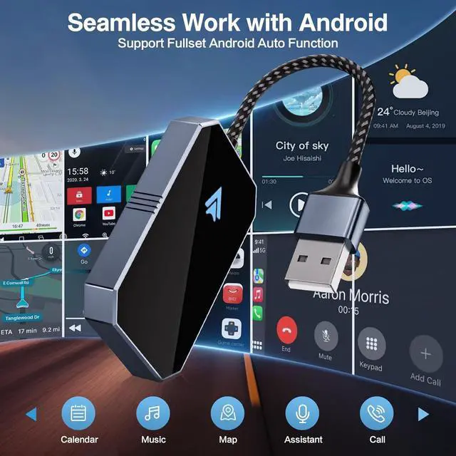 Alt view image 2 of 6 - Android Auto Wireless Adapter for OEM Factory Wired Android Auto Car, Stable and Fast Convert Wired to Wireless Control Dongle, Plug & Play No Latency Easy Setup Fit for Android 11+ & Cars from 2017
