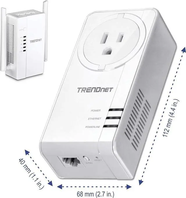 Alt view image 5 of 7 - TRENDnet Wi-Fi Everywhere Powerline 1200 AV2 Dual-Band AC1200 Wireless Access Point Kit, Includes 1 x TPL-430AP and 1 x TPL-423E, 3 x Gigabit Ports, Easy Installation, White, TPL-430APK