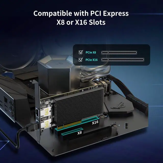 Alt view image 6 of 6 - 10Gb Dual LAN Base-T PCI-e Network Card,  X540 Controller, NICGIGA 10Gbps Ethernet Adapter, 2 * 10Gbe RJ45 Port, 10G NIC Card, Support Windows/Windows Server/Linux/Vmware/ESX