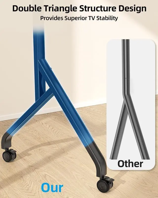 Alt view image 4 of 7 - Rolling TV Stand for 65-110 Inch TVs or Smart Board Holds up to 220 LBS, Height Adjustable Smart Board Stand, Mobile TV Cart with Wheels, Mobile TV Stand with Pallet, Max VESA 1000x600mm