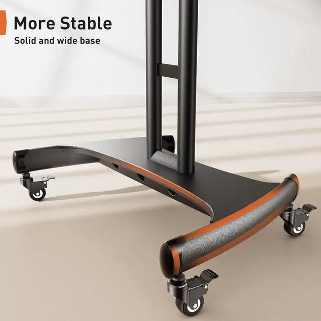 Alt view image 6 of 7 - Mobile TV Cart for 32-83 Inch Flat/Curved LED/LCD/OLED TVs Rolling TV Stand with Height Adjustable Shelf Max VESA 600x400mm up to 100lbs- Outdoor TV Stand Trolley with Wheels PGTVMC05-1