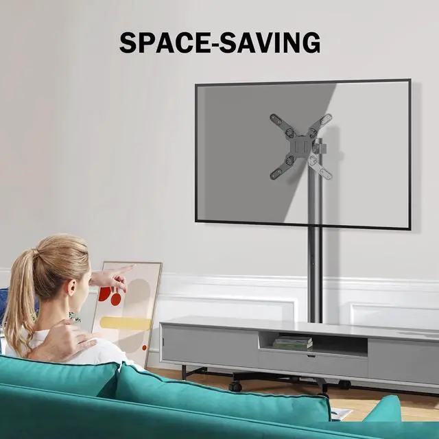 Alt view image 5 of 7 - Mobile TV Carts, Rolling TV Stand on Wheels for 13-50" Flat/Curved TVs Height Adjustable 30° Tilt Floor TV Stand Portable Monitor Stand Holds up to 44lbs Max VESA 200x200mm ML1350