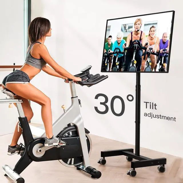 Alt view image 3 of 7 - Perlegear Mobile TV Cart,Rolling TV Stand for 13-50 inch TVs with 30° Tilt Universal TV Cart for LED/LCD/OLED TV Height Adjustable Floor TV Stand Holds 44lbs Portable Monitor Stand Max VESA 200x200mm