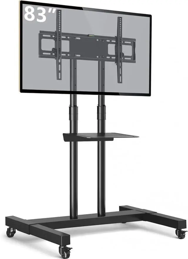 Main image of Furniture Mobile TV Stand Rolling TV Cart Floor Stand with Mount on Lockable Wheels Height Adjustable for 32-83 Inch TV Stand Flat Screen or Curved TVs Monitors Display Trolley Loading 110 lbs