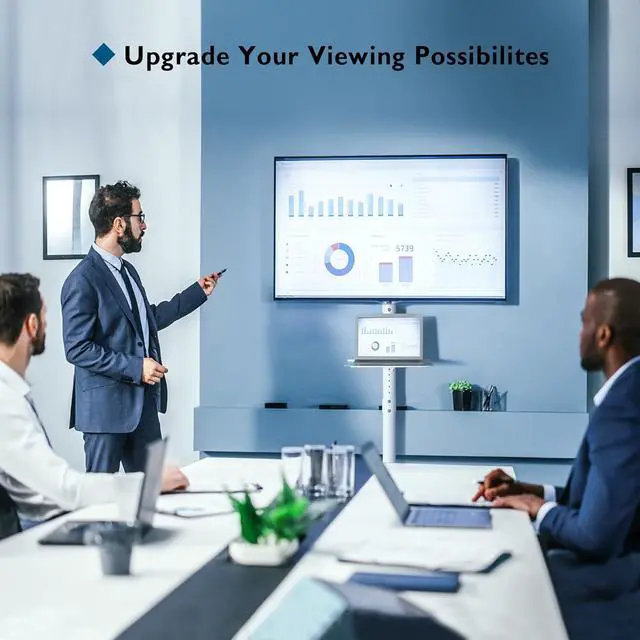 Alt view image 7 of 7 - Mobile TV Stand, Rolling TV Stand for 23-60 Inch Screens, Adjustable Floor TV Stand with Locking Wheels and Media Shelf, Compatible with VESA 75x75mm to 400x400mm, Holds up to 88 lbs,White