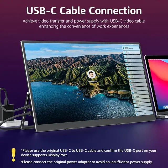 Alt view image 3 of 7 - Large Portable Monitor-18.5 Inch Computer Gaming Display 100Hz 125% sRGB FHD 1080P USB-C HDMI IPS Screen for Laptop Mac Surface PC PS4/PS5 Xbox Built-in Kickstand, Speakers, VESA Mountable