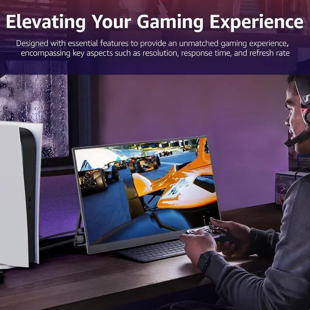 Alt view image 6 of 7 - Large Portable Monitor-18.5 Inch Computer Gaming Display 100Hz 125% sRGB FHD 1080P USB-C HDMI IPS Screen for Laptop Mac Surface PC PS4/PS5 Xbox Built-in Kickstand, Speakers, VESA Mountable