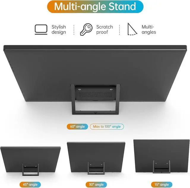 Alt view image 3 of 7 - Portable Monitor 15.6 Inch 1080P USB-C HDMI Ultra-Slim Travel Monitor with Kickstand, Compatible with Xbox, Laptop, PC, Mac Phone, PS, Swich IPS Ultra-Thin Zero Frame Gaming Monitor