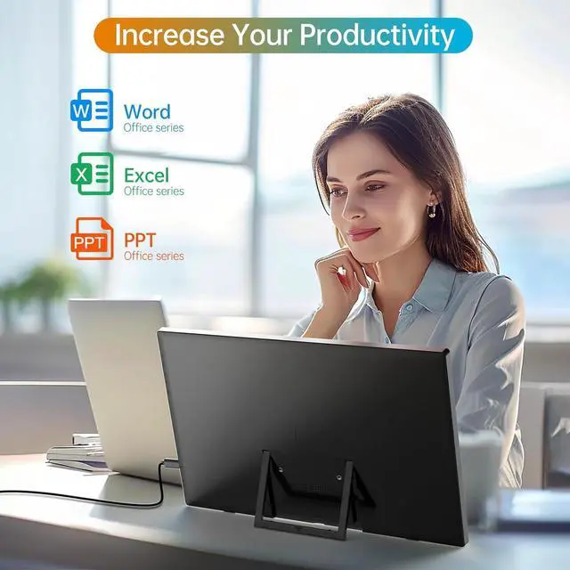Alt view image 6 of 7 - Portable Monitor 15.6 Inch 1080P USB-C HDMI Ultra-Slim Travel Monitor with Kickstand, Compatible with Xbox, Laptop, PC, Mac Phone, PS, Swich IPS Ultra-Thin Zero Frame Gaming Monitor