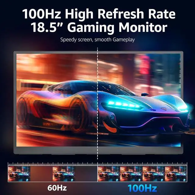 Alt view image 6 of 7 - Portable Monitor 18.5 inch 1080P FHD 100Hz 125% sRGB HDMI USB-C Large Portable Monitor for Laptop MacBook Xbox PS4/5, Travel Monitor with Kickstand, VESA Compatible