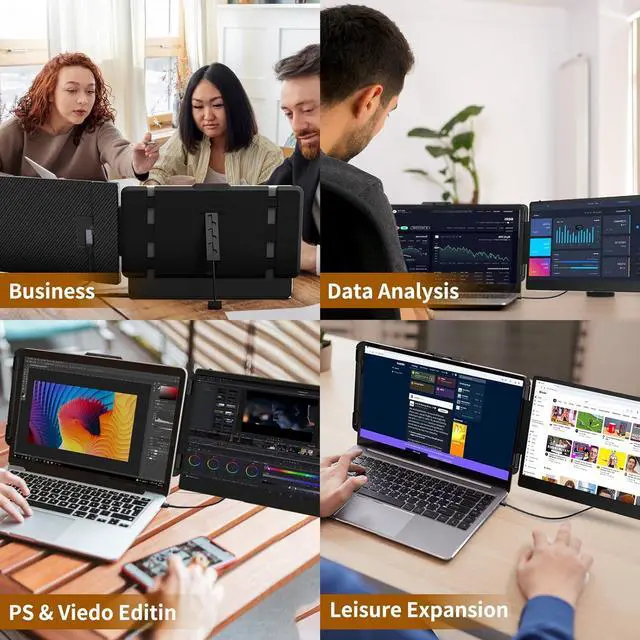 Alt view image 6 of 7 - Laptop Screen Extender Dual Monitor - 14" Portable Monitor IPS FHD 1080P Attachment Extended Extra Screen USB-C HDMI Port Compatible with Wins Mac Dex Chrome Travel Work Fits 13"-17" Laptops