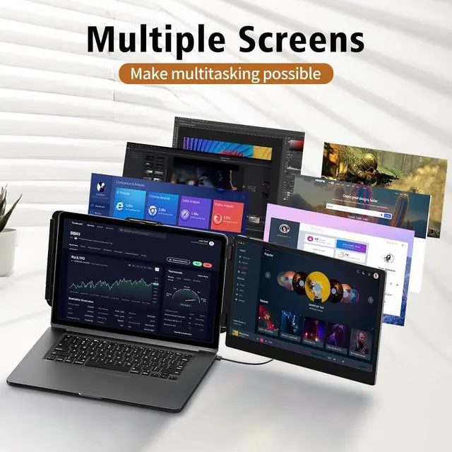 Alt view image 7 of 7 - Laptop Screen Extender Dual Monitor - 14" Portable Monitor IPS FHD 1080P Attachment Extended Extra Screen USB-C HDMI Port Compatible with Wins Mac Dex Chrome Travel Work Fits 13"-17" Laptops