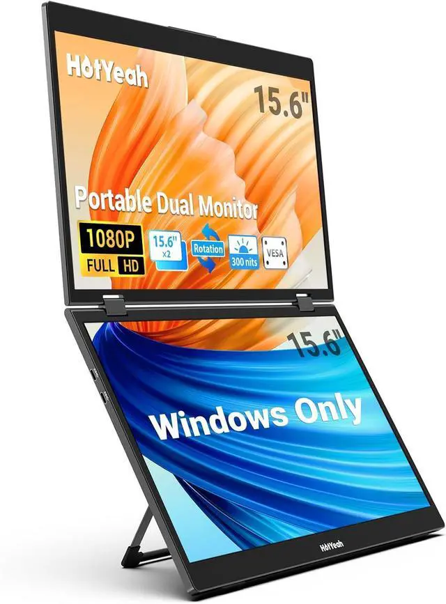 Main image of Triple Laptop Screen Extender, 15.6" 1080P FHD IPS Folding Stacked Portable Dual Monitor, USB C Travel Extended Computer Display w/VESA, 180°Rotation, Plug & Play for Laptops (Windows Only)