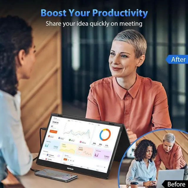 Alt view image 4 of 7 - Triple Laptop Screen Extender, 15.6" 1080P FHD IPS Folding Stacked Portable Dual Monitor, USB C Travel Extended Computer Display w/VESA, 180°Rotation, Plug & Play for Laptops (Windows Only)