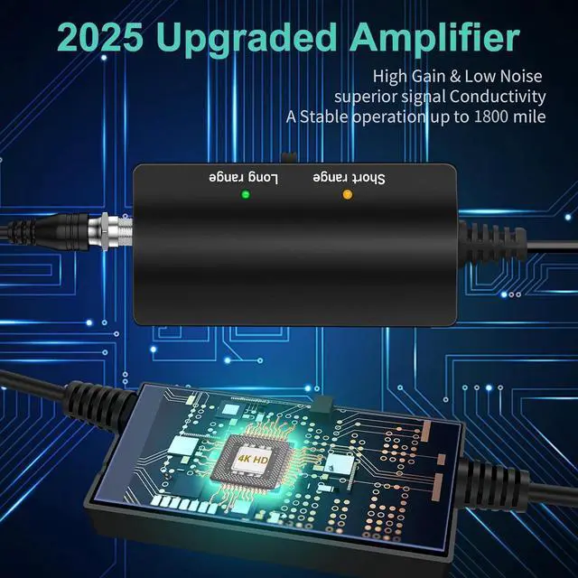 Alt view image 2 of 7 - Updated Strongest TV Antenna,1600 Miles Range Indoor/Outdoor Antenna for Smart TV and All Old TV's,360° Reception Digital TV Antenna for Local Channels-Thick Coax Cable and Amplifier