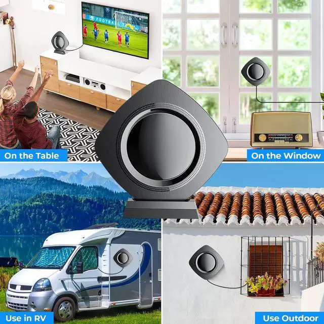 Alt view image 7 of 7 - 1600+ Miles Long Range TV Antenna Indoor Outdoor, Digital Antenna Smart TV, Highest Rated Portable HD TV Antenna Support 4K 1080p - Amplifier Signal Booster Local Channels Antenna -36ft Coaxial Cable