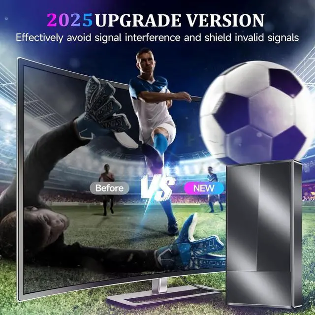 Alt view image 4 of 7 - Strongest TV Antenna Indoor, 3000+ Miles Outdoor Long Ranges, Digital Antenna for Smart TV, Best Amplifier Signal Booster Support 8K 4K 1080p All TVs VHF UHF - 50FT Cable/AC Adapter