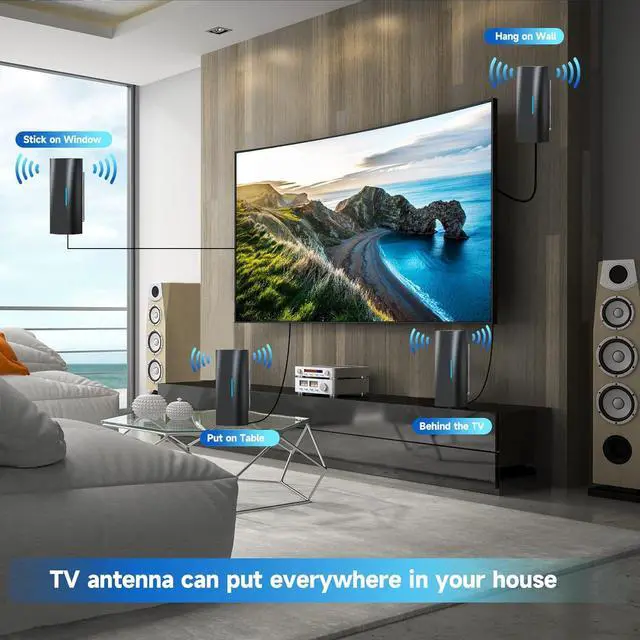 Alt view image 7 of 7 - 1600+ Miles Range Strongest TV Antenna, Digital TV Antenna for Smart TV Indoor with Amplifier and Signal Booster, HD Antenna for TV Outdoor for Local Channels-Support 8K, 4K, 1080P - 36ft Coax Cable