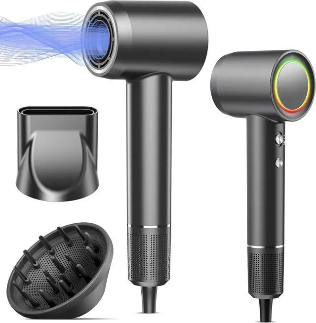 Main image of Hair Dryer, 160000 RPM Professional High Speed Ionic Blow Dryer for Fast Drying,500 Millions Negative Ions Care & Heat-Control & Low Noise Hair dryer with Magnetic Diffuser and Nozzle, No Heat Damage