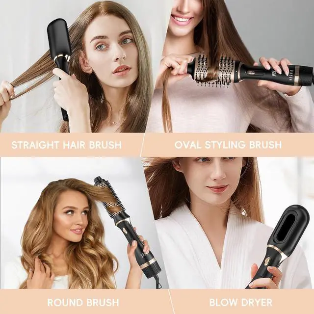 Alt view image 3 of 7 - Hair Dryer Brush, Multifunctional Hot Air Brush with Adjustable Heat Settings for Different Hair Types, Negative Ion Technology & Quick Drying