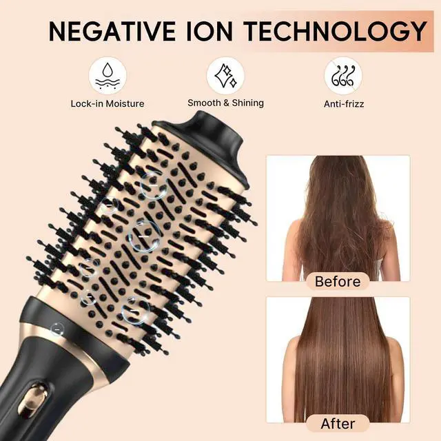 Alt view image 7 of 7 - Hair Dryer Brush, Multifunctional Hot Air Brush with Adjustable Heat Settings for Different Hair Types, Negative Ion Technology & Quick Drying