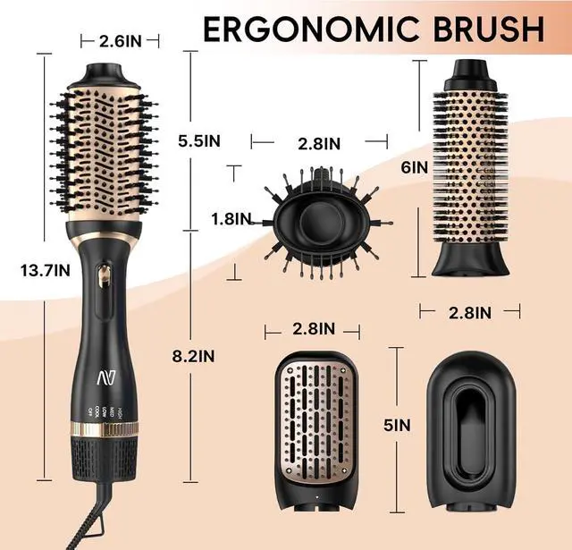 Alt view image 5 of 7 - Hair Dryer Brush, Multifunctional Hot Air Brush with Adjustable Heat Settings for Different Hair Types, Negative Ion Technology & Quick Drying