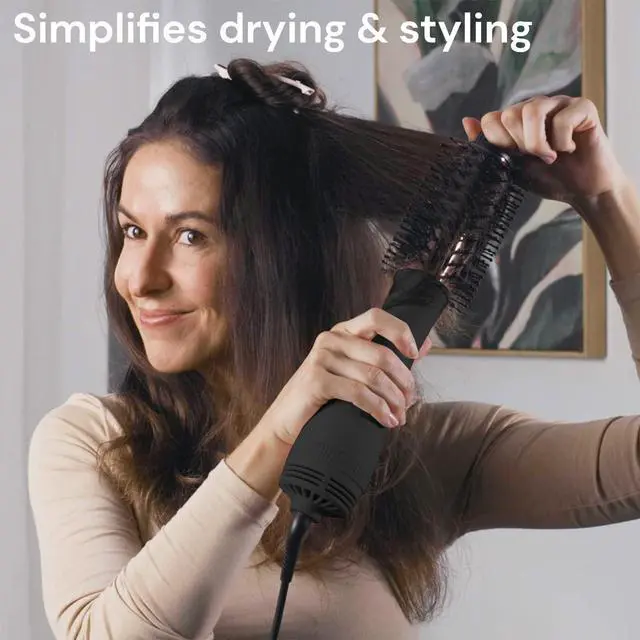 Alt view image 3 of 6 - HAIR Le Volume 2-in-1 Titanium Blow Dryer Brush | Hot Air Brush in One with Oval Barrel | Hair Styler for Smooth, Frizz-Free Results for All Hair Types (Black - 75 mm)