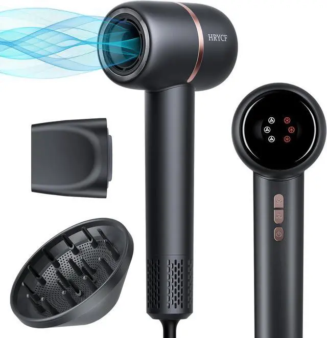 Main image of Hair Dryer, 160000RPM Fast Drying Blow Dryer, 500 Millions Negative Ionic High Speed Hair Dryer Professional Care Hair Dryer, Thermo-Control Low Noise with Magnetic Nozzle & Diffuser, Gray