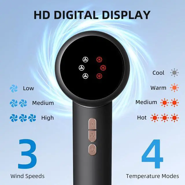 Alt view image 5 of 7 - Hair Dryer, 160000RPM Fast Drying Blow Dryer, 500 Millions Negative Ionic High Speed Hair Dryer Professional Care Hair Dryer, Thermo-Control Low Noise with Magnetic Nozzle & Diffuser, Gray