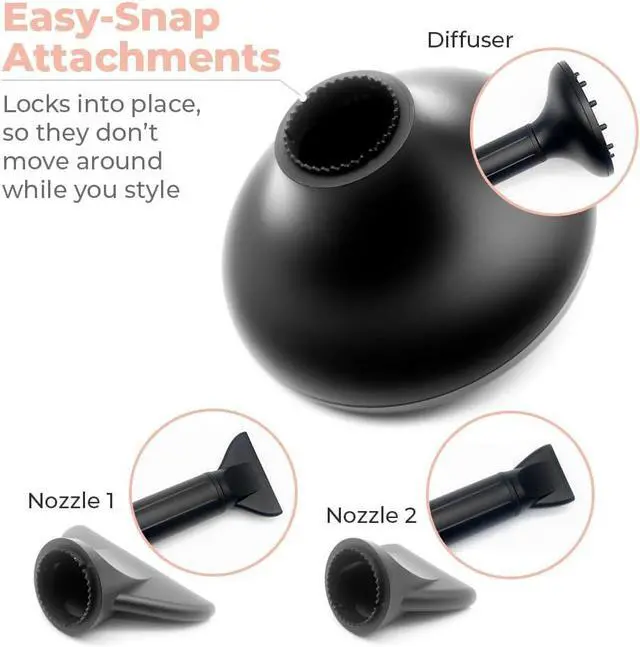 Alt view image 5 of 7 - Research Institute DryQ Smart Hair Dryer - Super Lightweight, Foldable - Powerful, Quiet Motor - Infrared and Ionic Technology - 3 Magnetic Attachments - Heat Control with Locking Switch