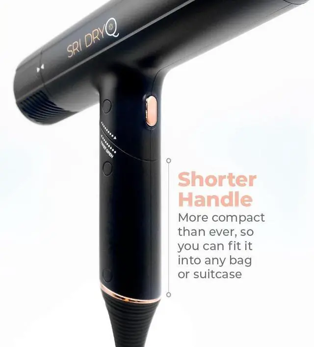 Alt view image 6 of 7 - Research Institute DryQ Smart Hair Dryer - Super Lightweight, Foldable - Powerful, Quiet Motor - Infrared and Ionic Technology - 3 Magnetic Attachments - Heat Control with Locking Switch