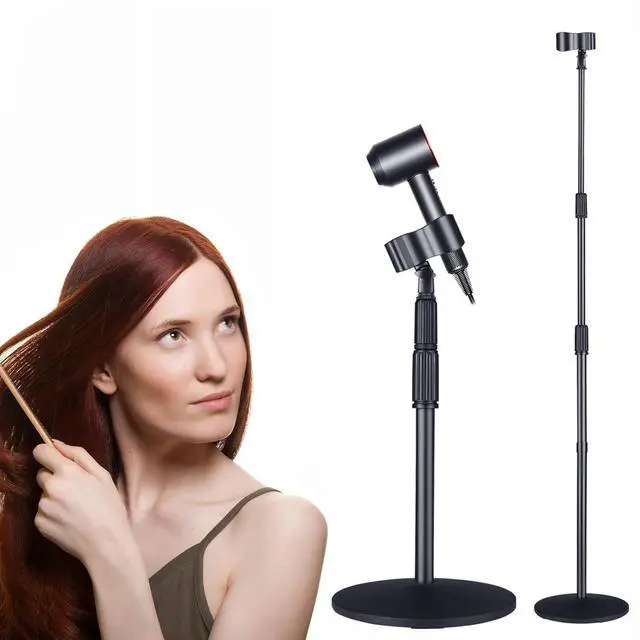 Main image of Hair Dryer Stand Holder Hands Free 59in/150cm Height Adjustable Blower Stand with Upgraded Larger Clamp, 180 Degrees Rotatable Heavy Duty Blow Dryer Floor Stand Countertop Stand Holder