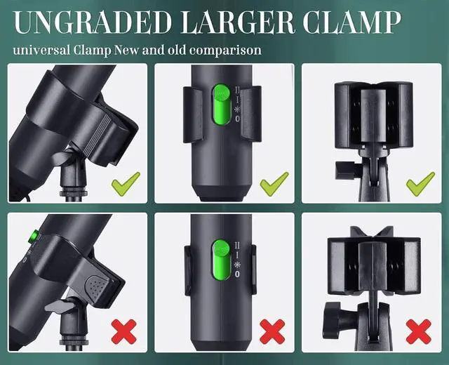 Alt view image 5 of 7 - Hair Dryer Stand Holder Hands Free 59in/150cm Height Adjustable Blower Stand with Upgraded Larger Clamp, 180 Degrees Rotatable Heavy Duty Blow Dryer Floor Stand Countertop Stand Holder
